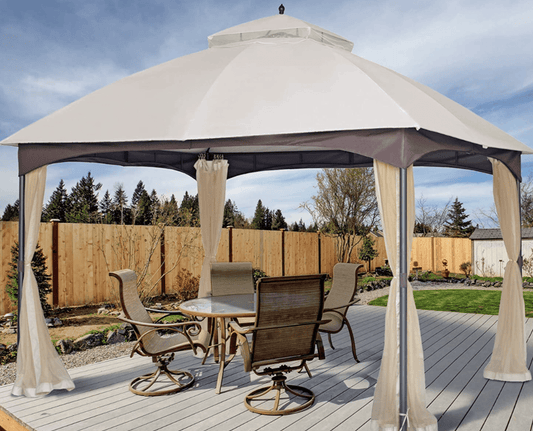 10x12 Outdoor Gazebo for Patios Canopy for Shade and Rain with Mosquito Netting, Waterproof Soft Top Metal Frame Gazebo