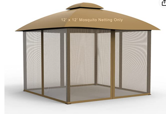 GAZEBO REPLACEMENT MOSQUITO NETTING 12X12 FOR OUTDOOR GAZEBO BEIGE