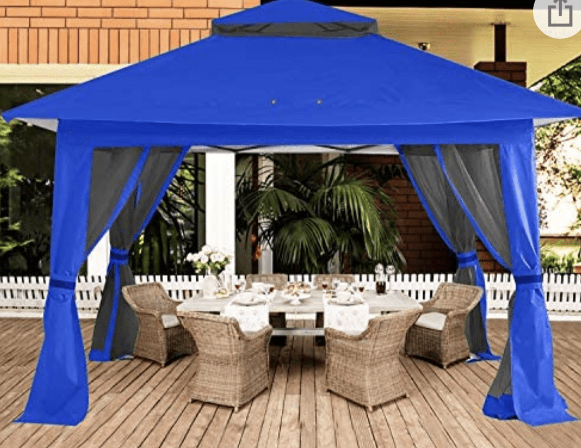 13'x13' Gazebo Tent Outdoor Pop up Gazebo Canopy Shelter with Mosquito netting (Blue)