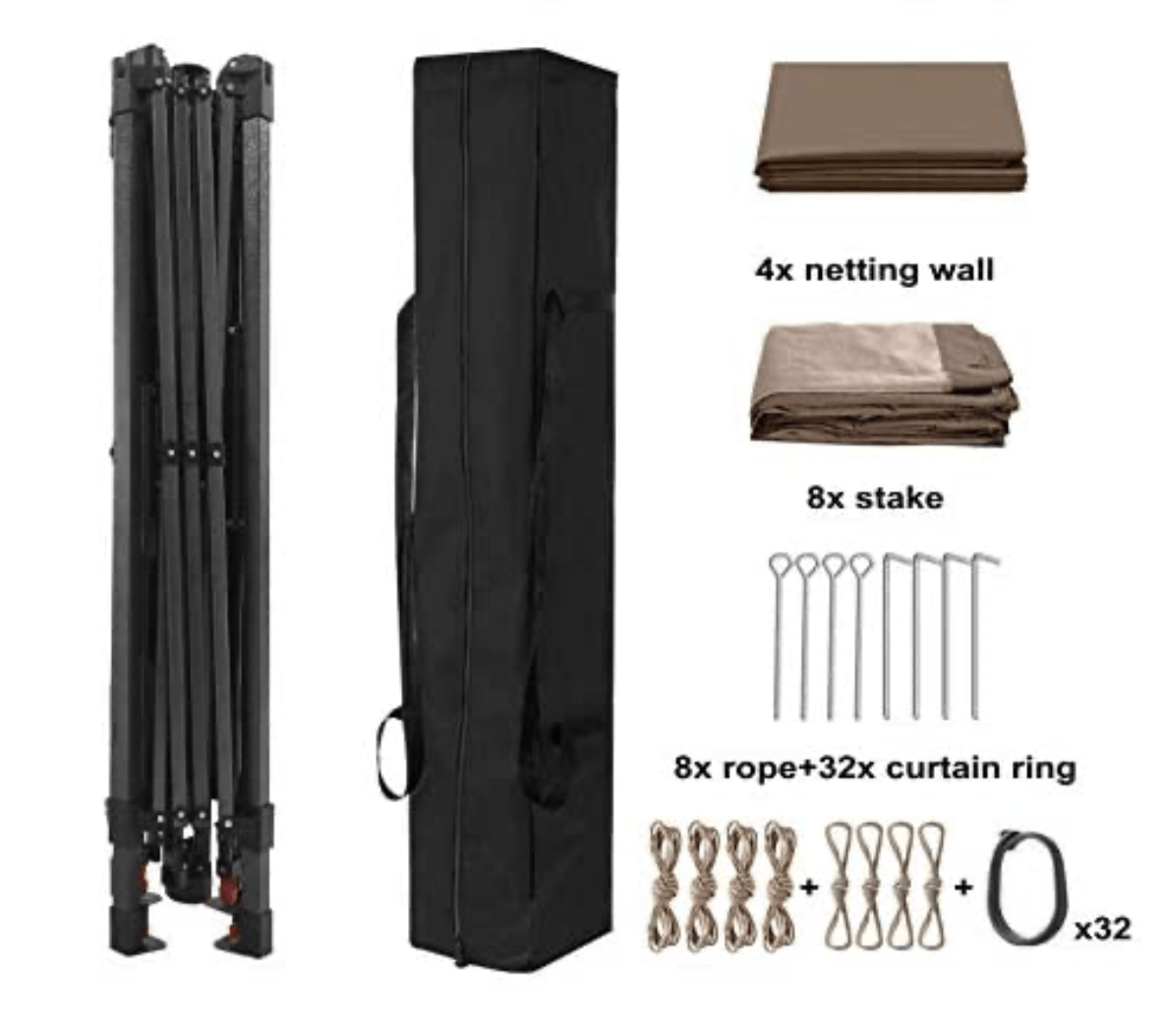 13'x13' Gazebo Tent Outdoor Pop up Gazebo Canopy Shelter with Mosquito Netting (Brown)