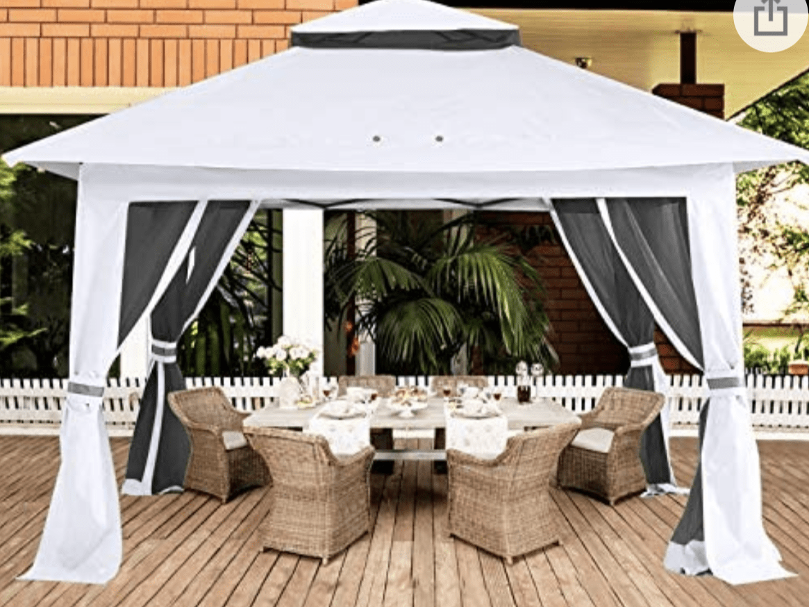 13'x13' Gazebo Tent Outdoor Pop up Gazebo Canopy Shelter with Mosquito netting (White)