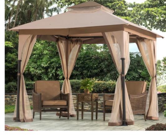 Khaki Replacement Mosquito Netting For Bardine Gazebo (9X9 Ft) L-GZ375PST Sold At Rona/Target