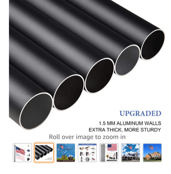 25 Ft Aluminum Black Anodized Sectional Flagpole with 3x5 Ft US Flag Gold Ball Outdoor Heavy Duty 15 Gauge