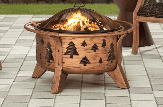 30 in. Tree Motif Round Wood Burning Firepit