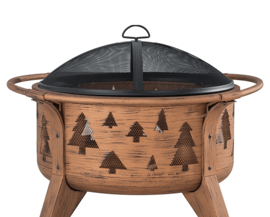 30 in. Tree Motif Round Wood Burning Firepit