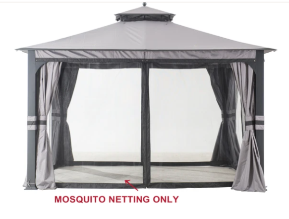 Replacement Mosquito Netting For Soft Top Gazebo (10X12 Ft) L-GZ1140PST-G