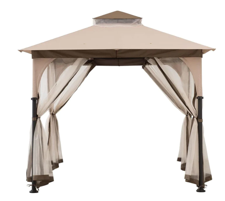 Beige+Light Brown Replacement Canopy For Column Gazebo (9X9 Ft) A101011100