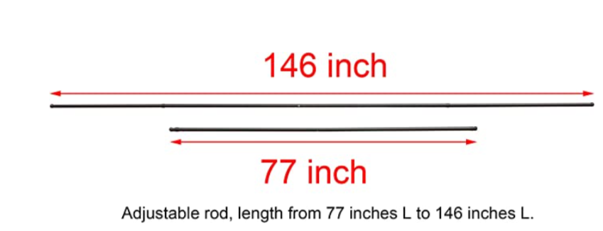 Length Adjustable Weight Rods/Pull Tubes for Pergola Canopy (2 Rods Included, from 77 inches to 146 inches)