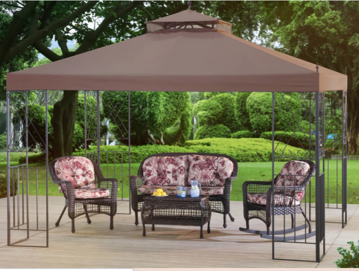 Sunjoy Khaki+Dark Brown+Capulet olive Replacement Canopy For Classic Scroll Gazebo (10X12 Ft) L-GZ288PST-4D Sold At Walmart CA