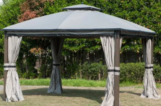Light Gray & Black Replacement Canopy For Shadow Creek Gazebo (10 ft. x 12 ft. ) L-GZ1140PST-C1 Sold At Big Lots