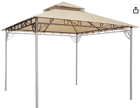 Gazebo Top Replacement for 2 Tier Summer Style Frame Canopy Cover Patio Garden Yard Dark Beige