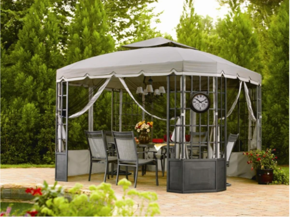 Beige Replacement Mosquito Netting For Bay Window Gazebo (10X12 Ft) L-GZ120PST-2 Sold At Sears US