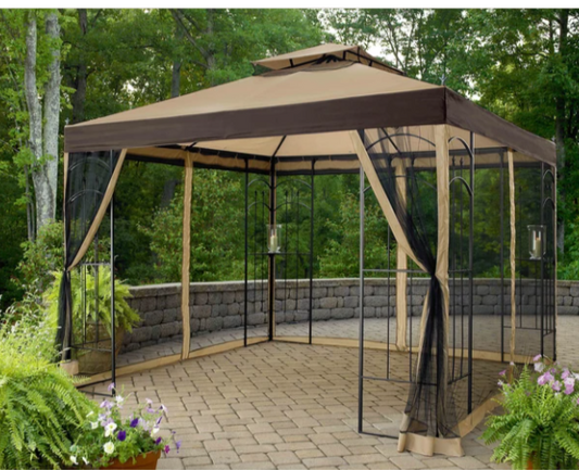 Dark Brown Replacement Canopy For Winslow Gazebo (10X10 Ft) L-GZ038PST-3A1 Sold At Sears&Kmart SUNJOYGROUP