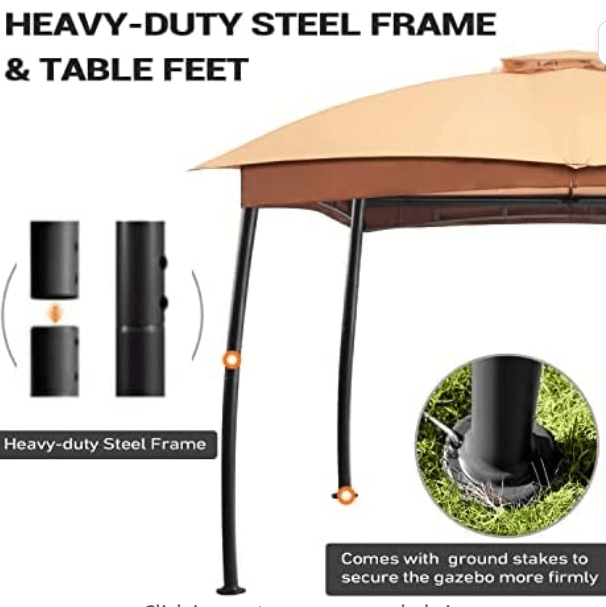 Allen & Roth Inspired 10x12 Patio Garden Gazebo with Mosquito Netting + Double Soft-top