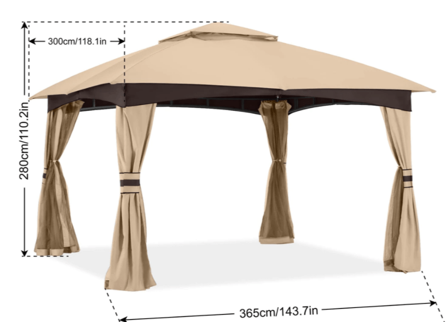Allen & Roth Inspired 10x12 Patio Garden Gazebo with Mosquito Netting + Double Soft-top