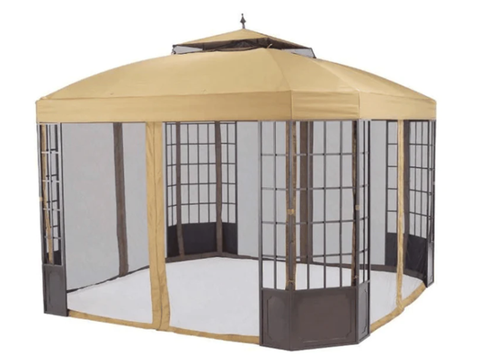 Sunjoy Ginger Snap+Golden+Black Replacement Canopy (Deluxe Version) For Bay Window Gazebo (12X12 Ft) L-GZ120PST-2 Sold At Sears US