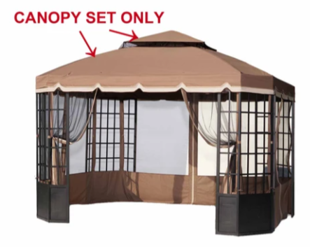 Beige Replacement Canopy For Bay Window Gazebo (10X12 Ft) L-GZ120PST-2 Sold At Sears US