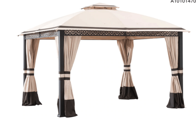 Berkley and Jenson Beige+Dark Brown Replacement Canopy and Vent cover For Gazebo (10x12 FT) 254679 Sold At BJ