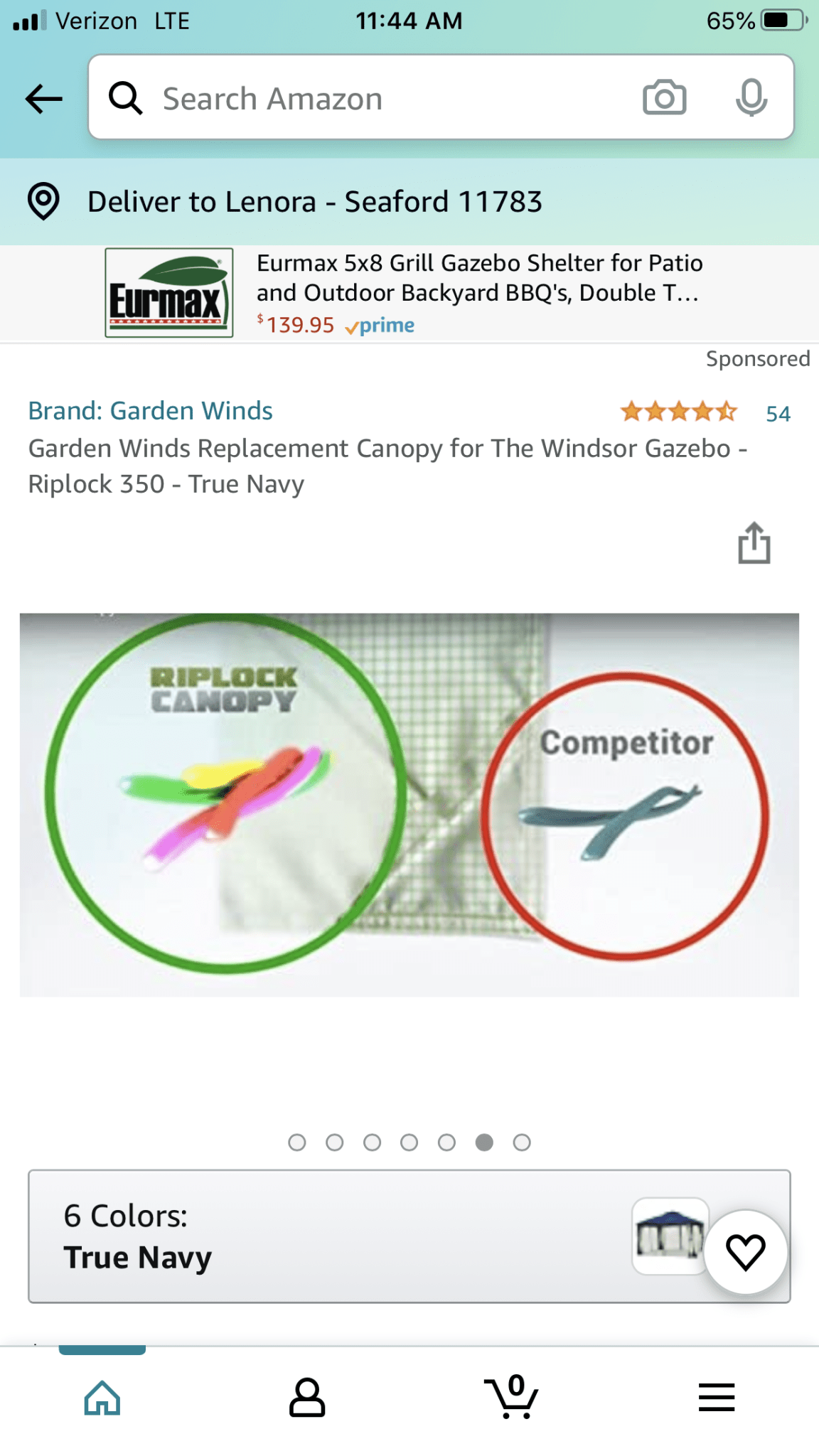 Big Lots Windsor Replacement Canopy for L-GZ717PST-C The Windsor Gazebo - Riplock 350 - True Navy