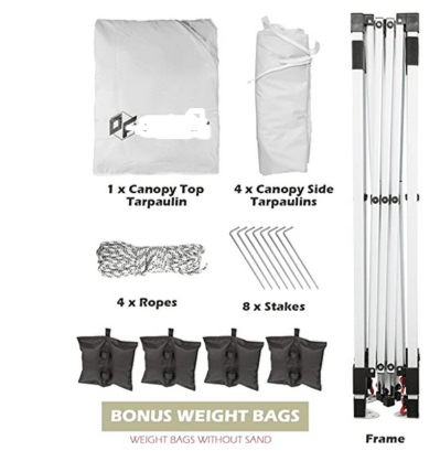 Canopy 10'x10' Pop Up Commercial Instant Gazebo Tent, Fully Waterproof, Outdoor Party Canopies with 4 Removable Zippered Sidewalls, Stakes x8, Ropes x4 (Black, 10x10FT)