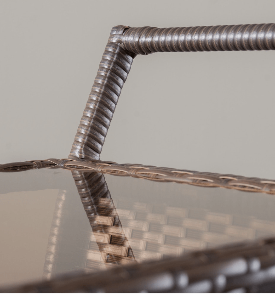 Caribbean Outdoor wicker Bar cart with cooler wine glass holder and glass top