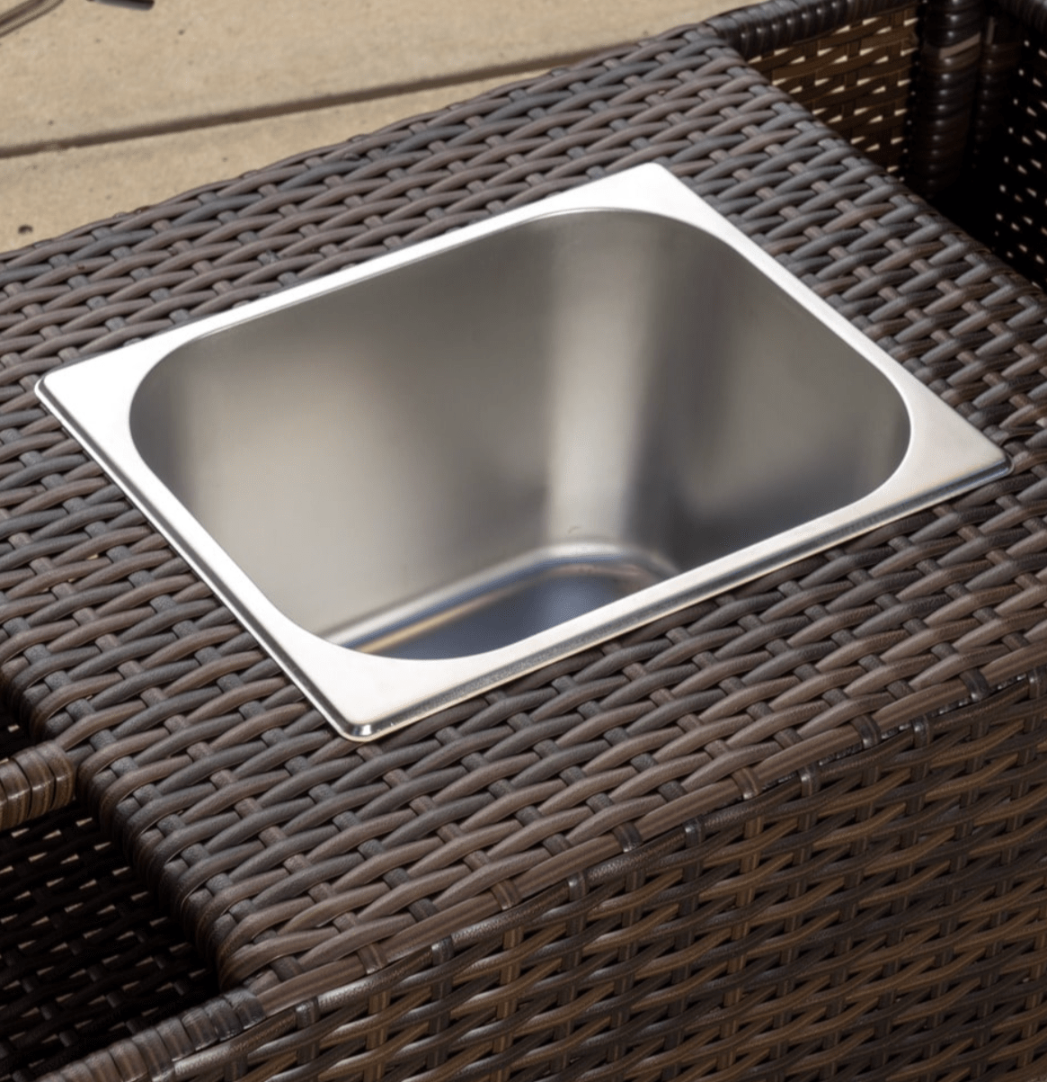 Caribbean Outdoor wicker Bar cart with cooler wine glass holder and glass top