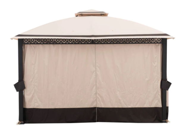 Sunjoy Beige+Dark Brown Replacement Curtain For Clarkson V2 Gazebo (10x12 FT) A101014701 Sold At BJ