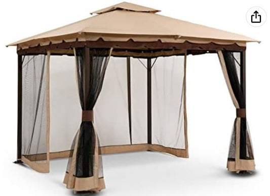 Replacement Canopy Top Cover & Mosquito Netting for The Costway Gazebo - RipLock 350
