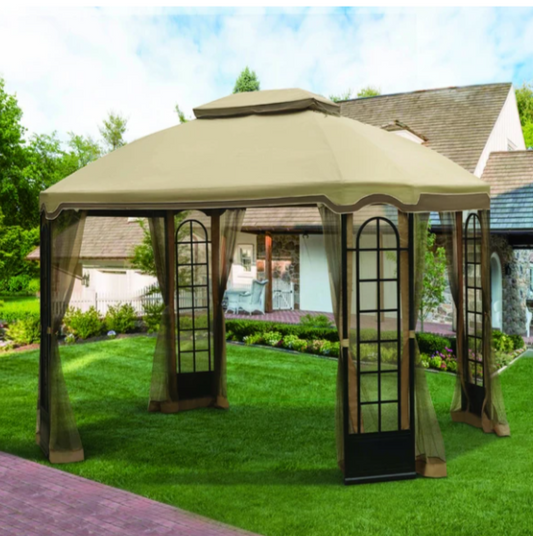 Light Brown Replacement Canopy For Terrace Gazebo (10X12 Ft)