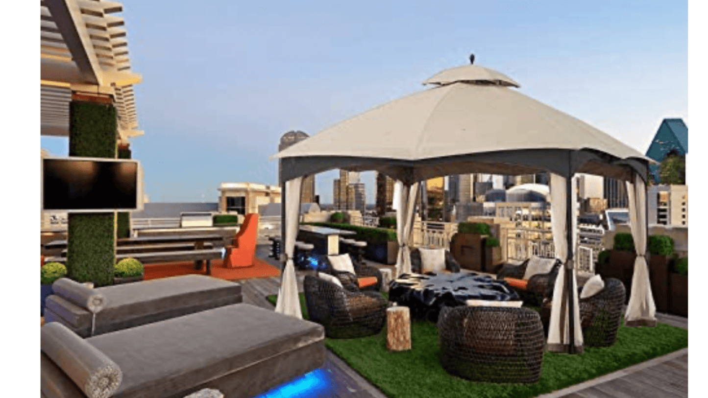 Gazebo Cabin Style Soft Top  Beige Sold at Home Depot