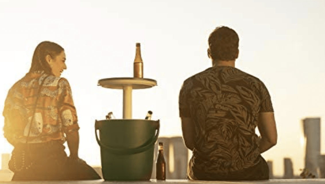 Go Bar 4.2 Gallon with Handle and Pop Up Outdoor Table Perfect for Your Patio Teal