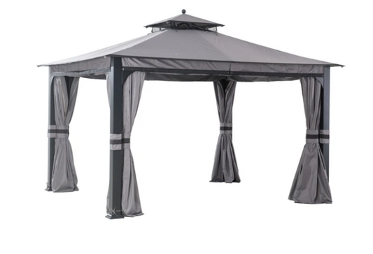 Gray Replacement Curtain For Soft Top Gazebo (10X12 Ft) L-GZ1140PST-G