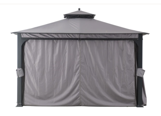 Gray Replacement Curtain For Soft Top Gazebo (10X12 Ft) L-GZ1140PST-G