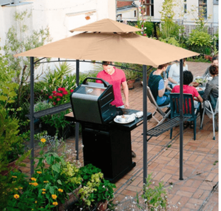 Grill Gazebo 8 x 5 Double Tiered Outdoor BBQ Gazebo Canopy with LED Light