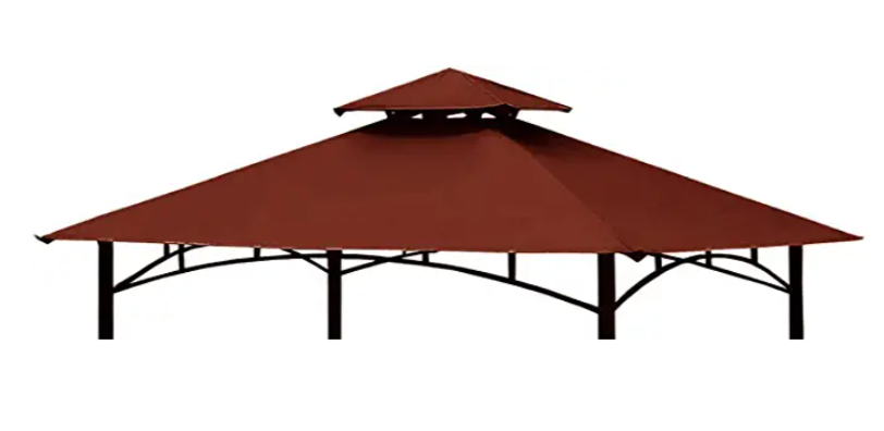 Replacement Canopy Top CAN ONLY FIT for Model #L-GG001PST-F 8' X 5' Burgandy Double Tiered Canopy Grill BBQ Gazebo (Canopy Top Only)
