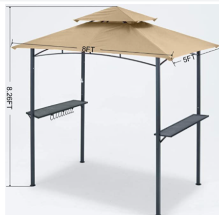 Grill Gazebo 8 x 5 Double Tiered Outdoor BBQ Gazebo Canopy with LED Light