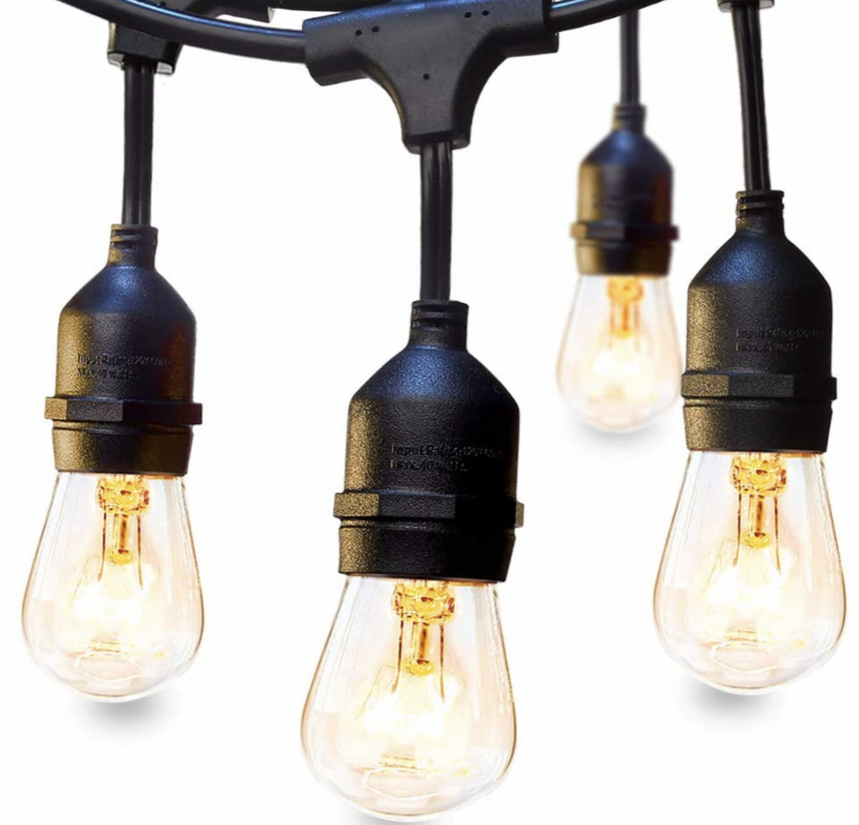 3 Pack 48 FT Outdoor String Lights Commercial Great Weatherproof Strand Edison Vintage Bulbs 15 Hanging Sockets, UL Listed Heavy-Duty Decorative Café Patio Lights for Bistro Garden