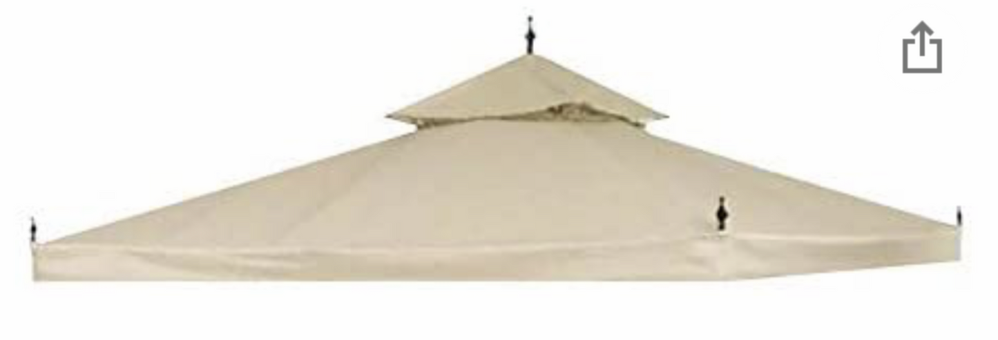 10'x10' Water Resistant Canopy Top Replacement for Arrow Gazebo Dual Tier Beige Outdoor Garden Yard Patio Cover