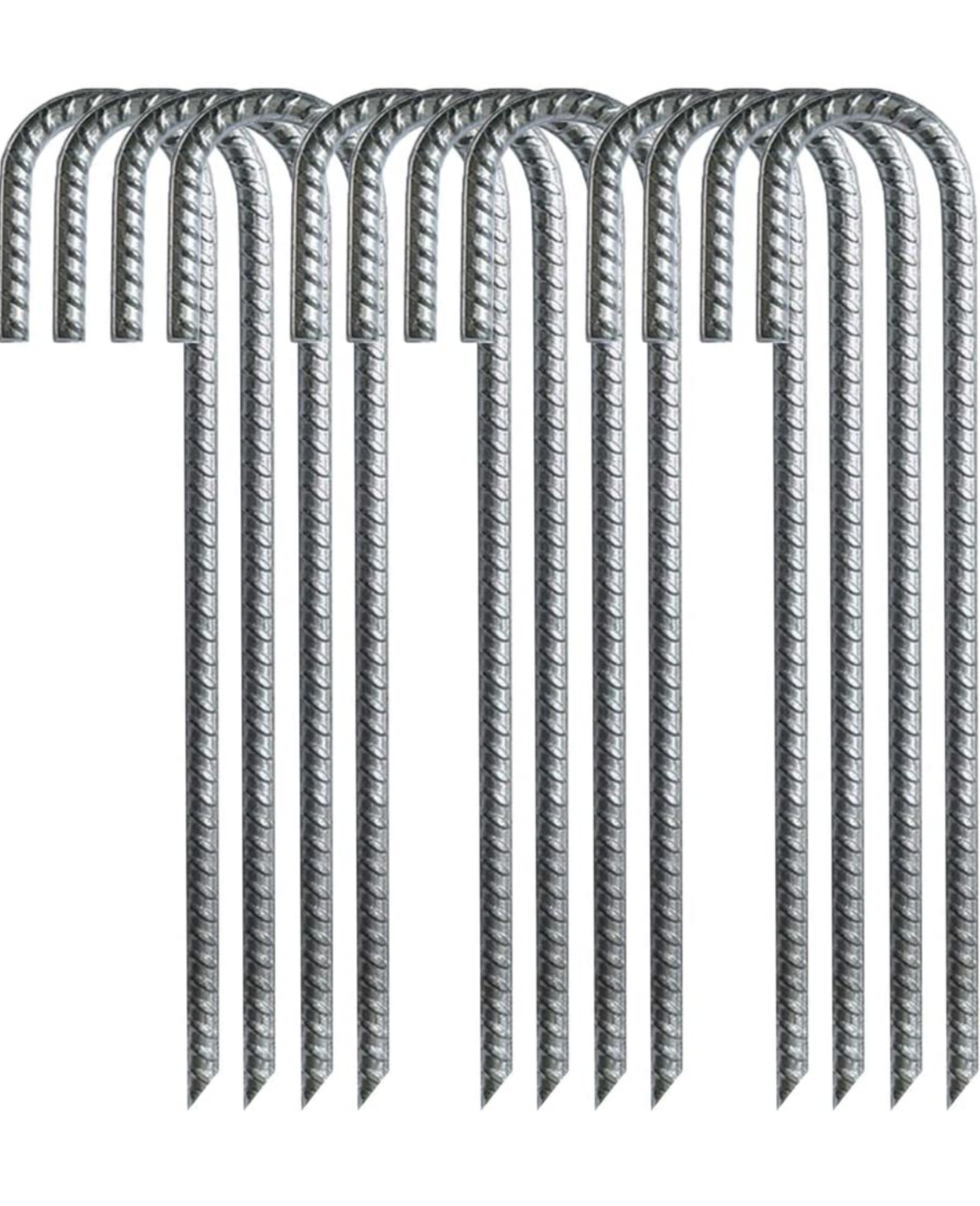12 Pack Rebar Stakes, 12 Inch J Hook Heavy Duty Galvanized Ground Anchors for Secure Tent