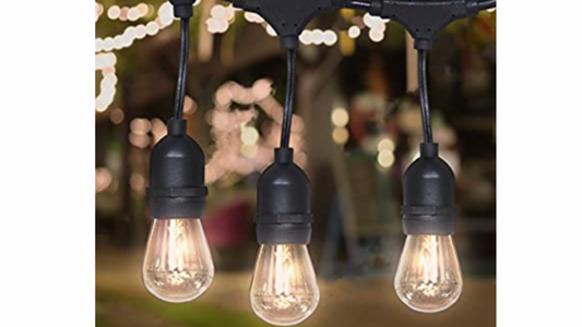 Outdoor Commercial Grade 24-Foot Weatherproof Hanging Patio String Lights w/Energy Efficient Design, Black