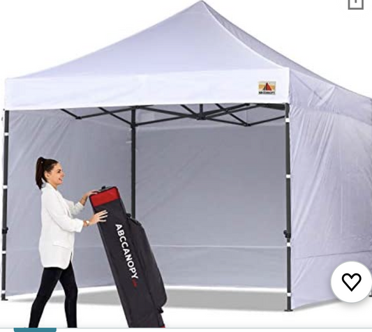 Canopy 10x10 Pop Up Canopies Commercial Tents Market stall with 6 Removable Sidewalls and Roller Bag Bonus 4 Weight Bags and 10ft Screen Netting and Half Wall, White