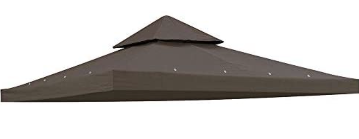 12'x12' Gazebo Top Replacement for 2 Tier Outdoor Canopy Cover Coffee