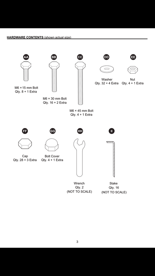 HARDWARE KIT FOR LOWES ALLEN AND ROTH GAZEBO TPGAZ17-002