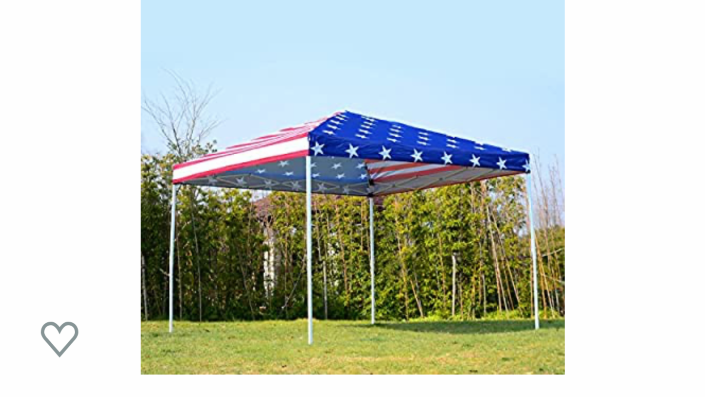 10' x 10' Pop-up Canopy Vendor Tent with Removeable Mesh Walls, Easy Setup Design & Travel Bag Included White American Flag