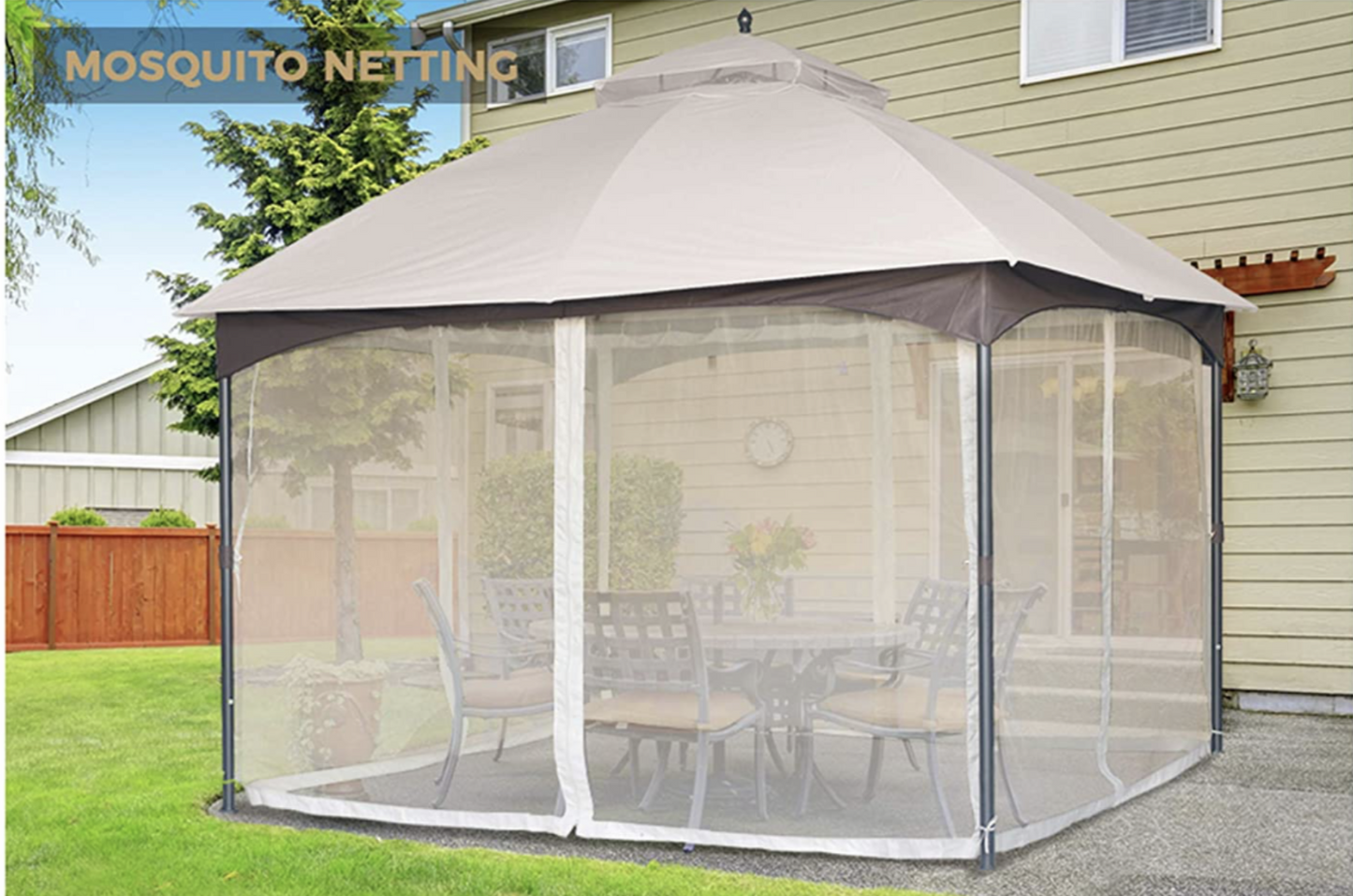 10x12 Outdoor Gazebo for Patios Canopy for Shade and Rain with Mosquito Netting, Waterproof Soft Top Metal Frame Gazebo