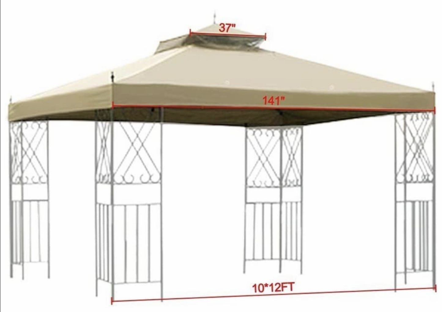 2 Tier 12x10' Gazebo Canopy Top Cover Replacement for Sunjoy L-GZ288PST-4H