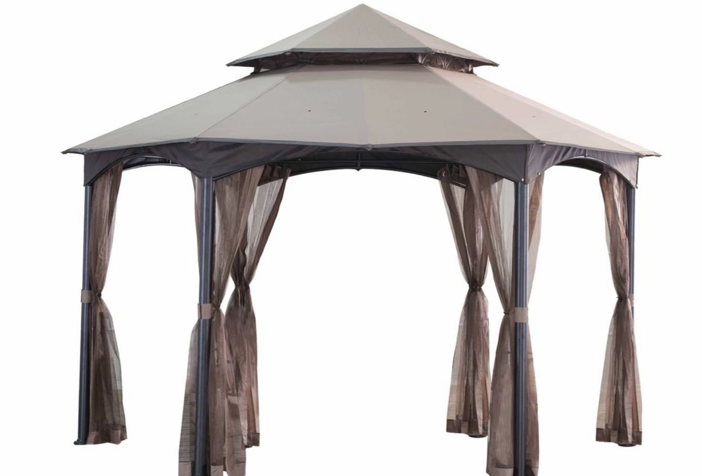Sunjoy Khaki Replacement Canopy and netting For South Bay Hexagon Gazebo (14X14 Ft) L-GZ793PST-A Sold At BigLots