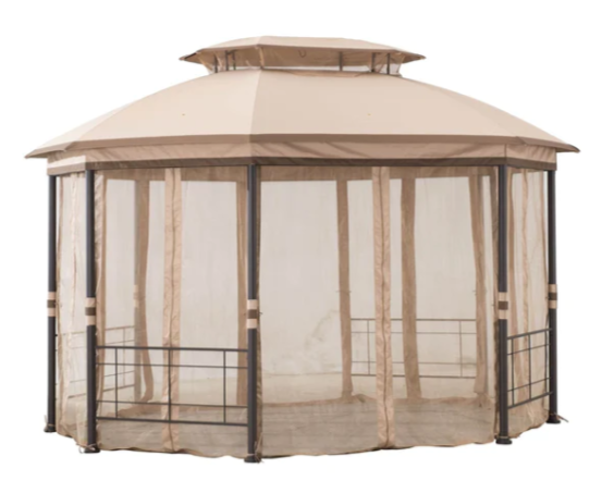 Sunjoy Sesame+Light Brown Replacement Canopy and Mosquito netting combo For Jeffries Octagonal Gazebo