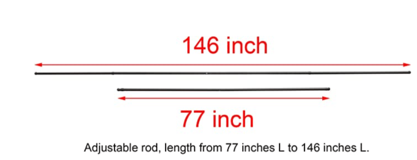 Length Adjustable Weight Rods/Pull Tubes for Pergola Canopy (2 Rods Included, from 77 inches to 146 inches)