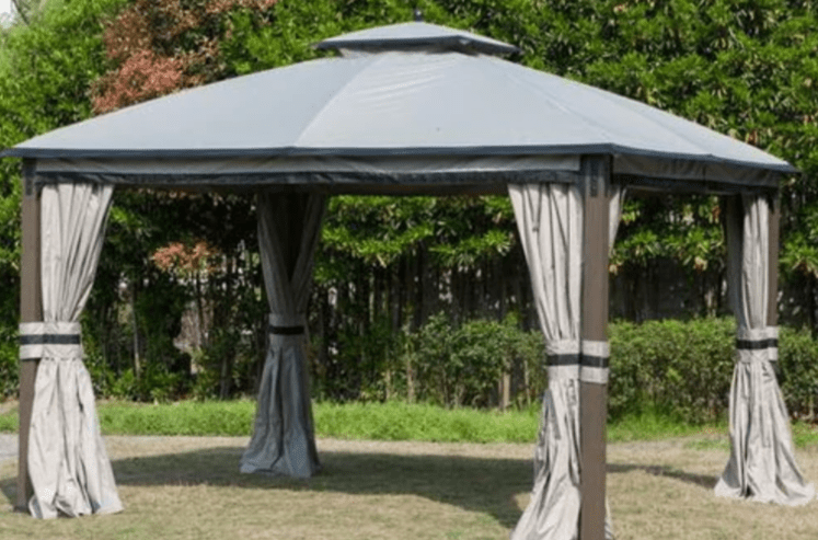 Light Gray & Black Replacement Canopy For Shadow Creek Gazebo (10 ft. x 12 ft. ) L-GZ401PST-C1 Sold At Big Lots
